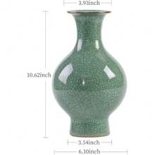 Jarrones chinos de cerámica china de 11.2 pulgadas, hecho a mano, antiguos, glaseado, porcelana, florero verde para flores - Verde - Ver 6