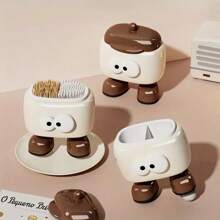 1 pièce Organisateur de bureau mignon à l'effigie d'un personnage de dessin animé pour pinceaux de maquillage, cure-dents, articles de papeterie et petits articles. Design de portrait ludique, parfait pour une organisation moderne de la salle de bain ou de la coiffeuse. Rangement de salle de bain et de stockage.