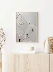 1幅白色雪山登山者帆布墙画 - 高品质装饰画，厚实纹理设计，适用于客厅、卧室或办公室装饰，山景墙画，不含画框 - 彩色 - 查看 3