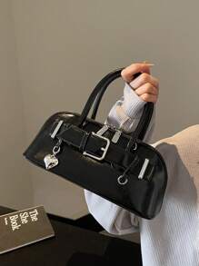 1pc Heart Shaped Belt Buckle Handbag Shoulder Bag, Versatile Fashion Women Crossbody Messenger Bag, Suitable For Daily Commuting