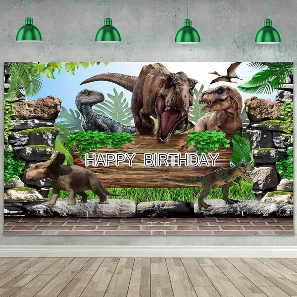 1 Stück Tyrannosaurus Rex Geburtstags-Party Hintergrundplane, ideal für Dinosaurier-Party Hintergrundwand Dekorationen, Feier- und Geburtstags-Jahrestags-Dekorationen, Fotobox Fotohintergrund, Innen- und Außendekorationen