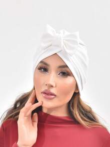 Pălărie nouă cu papion pentru femei de culoare solidă, pălărie cu turban elastic la modă, cadou de Ziua Îndrăgostiților, pălărie cu turban țesut în stil boem, basma pliată simplă fără margini, șapcă pentru chimioterapie Bonnet Bonnet pentru păr Turban