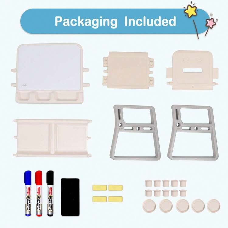 Kids Table And Chair Set Adjustable Drawing Table, Toddler Table And Chairs Set With Erasable Markers, Kids Activity Table With Storage Tray - Grey - View 6