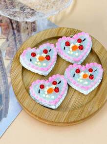 4pcs Mixed Color Fake Food Heart Cake Charms DIY Jewelry Accessories, Random Color Assortment - Heart Cake Charm - View 7