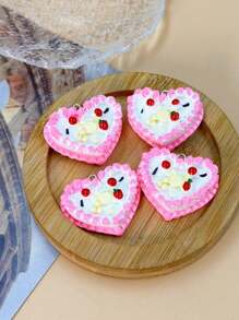4pcs Mixed Color Fake Food Heart Cake Charms DIY Jewelry Accessories, Random Color Assortment - Heart Cake Charm - View 6