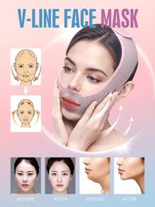 1 件装日夜两用粉色 V 形面膜，V 形塑脸睡眠面膜，带弹力提拉带，女士护肤美容工具