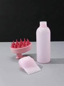 2 件，1 件带齿干洗瓶洗发水瓶染发烫发发廊挤压瓶刻度瓶烫发瓶美发用品，和 1 件洗发梳头皮按摩器，2 合 1 干/湿发头皮按摩器洗发刷头皮护理刷用于头皮护理，适用于男士、女士和儿童 - 彩色 - 查看 6