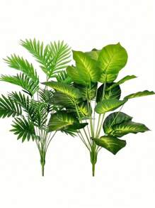 Set di 2 piante tropicali artificiali - Dieffenbachia e Palma Areca per decorazione di casa, ufficio, giardino - Perfetto per matrimoni, anniversari e festività - Uso interno/esterno, vasi non inclusi, decorazione per stanza, casa, cucina, matrimonio
