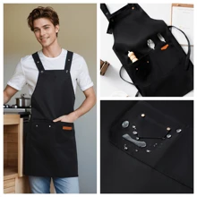 1pc Unisex Apron For Restaurants, Kitchens & Cooking, Chef Uniform Apron For Cafes, Extra Wide Straps, Comfortable & Easy To Clean, Oil/Water Resistant
