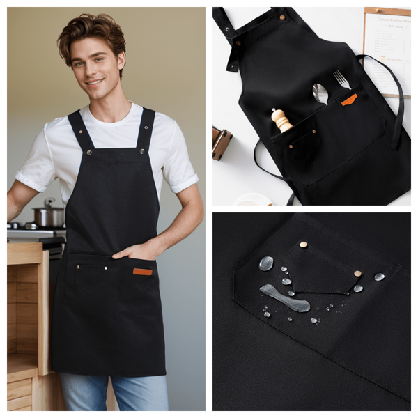 1pc Unisex Apron For Restaurants, Kitchens & Cooking, Chef Uniform Apron For Cafes, Extra Wide Straps, Comfortable & Easy To Clean, Oil/Water Resistant