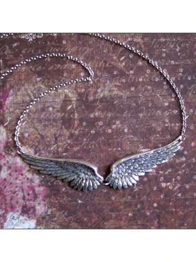 Vintage Engelen Vleugels Veer Choker Grote Hanger Esthetische Link Kettingen Statement Ketting Voor Vrouwen Kraag Slabbetje Huwelijkscadeau