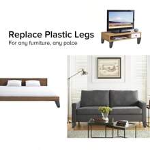 Patas de Muebles de Metal Ajustables para Sofá Cama, Patas de Gabinete de TV, Patas de Muebles Negras, Patas de Mesa de Aleación de Aluminio Gruesa - Negro - Ver 2