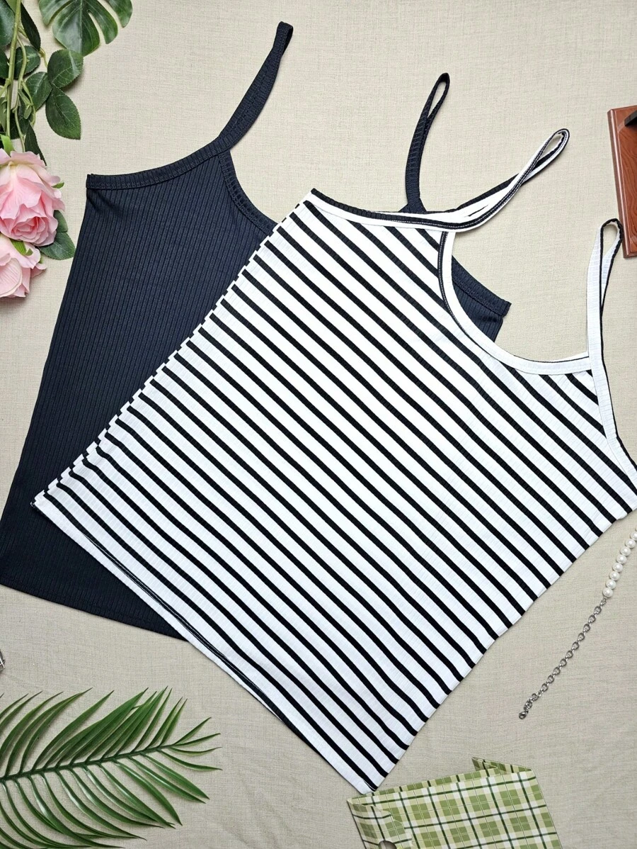 Simple Casual Regata Plus Size G1 Veste 48/50 - G1 Vest KIT2 Black + Stripe White - View 1