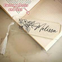 1 pieza Marcador de libros de acrílico personalizado con nombre, regalos para el Día de la Madre, regalo para ella, regalo para amantes de los libros, marcador de libros con flores hecho a mano, marcadores únicos y lindos - multicolor - Ver 1