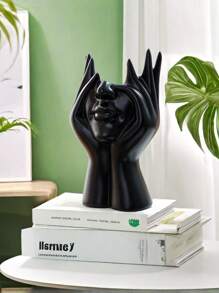 1pc White Ceramic Face Vase,Makeup Brush Storage Bucket, Female Form Head Half Body Bust Vases Boho Minimalism Decorative Modern Nordic Style Flower Vase For Home Living Room Office Decor