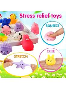 6/12/24/36个麻糬软萌玩具套装 - 柔软可爱，是派对礼物、课堂奖励、复活节彩蛋填充物、儿童解压玩具、捏捏乐、迷你解压软萌玩具以及圣诞礼物的理想之选 - 款式颜色随机 - 彩色 - 查看 11