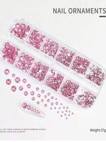 粉色美甲水钻套装，2/3/4/5/6 毫米平底水钻，约 1500 颗水钻，闪闪发光的 Ab 水钻，适用于 DIY 工艺品、马克杯、瓶子、玻璃杯、衣服、化妆、指甲、美甲、指甲饰品、指甲宝石、指甲用品