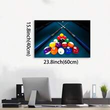 Framed [Art Deco Billiards Canvas Print] Art Deco Billiards Canvas Wall Art Print - Waterproof, Odorless Fabric Print - Contemporary Pool Sport Poster For Living Room, Bedroom, Office, Bar