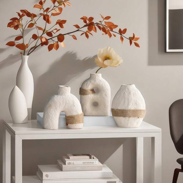 Nordic Ceramic Abstract Flower Vase, Creative Unglazed Ribbon Decor Vase For Living Room Desk Flower Display, Tabletop Decorative Vase Gifts Birthday Graduation