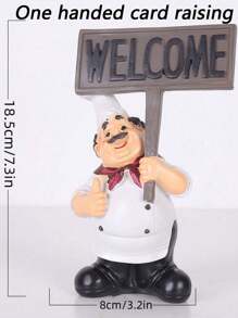 Farmhouse Style Holding Signage Chef Figurine, Decorative Accent Piece For Restaurant, Bar, Cafe, Bakery, Home Decor Gifts Birthday Graduation - White - View 6