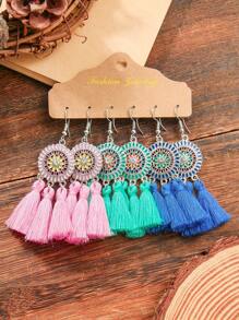 TopHanqi Bộ 12 đôi hoa tai phong cách kỳ nghỉ cổ điển dành cho nữ, hoa tai hình hoa hướng dương tua rua nhiều màu sắc cá nhân hóa, quà tặng ngày lễ bãi biển, phụ kiện tiệc đa năng - Nhiều màu - Xem 10