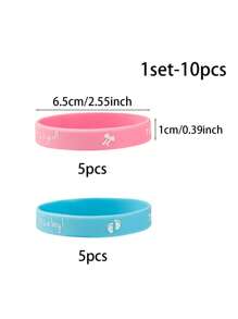 20 pezzi Braccialetti di rivelazione del sesso del bambino per festa di genere, blu/rosa, braccialetti in silicone per la rivelazione del genere per decorazioni festa di nascità - blu rosa - Visualizzare 11