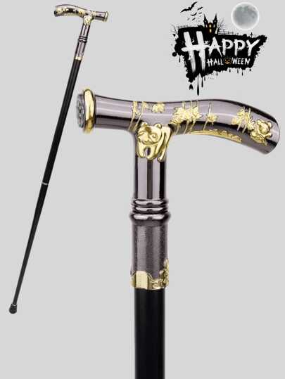 1pc Panda Cane With Floral Pattern, Metal Material, 2-Piece Detachable, Suitable For Cosplay, Halloween, Lolita, Egyptian Pharaoh, Dance Performance, Elegant British Gentleman Cane, Great Gift For Daily Use