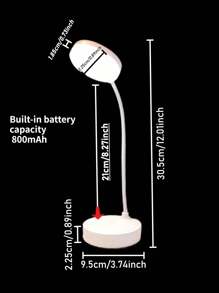 1 pieza Lámpara de escritorio LED redonda con protección ocular, carga USB, ajuste de 3 colores, plegable y portátil para estudiantes, adecuada para dormitorio, estudio, dormitorio universitario, iluminación de oficina