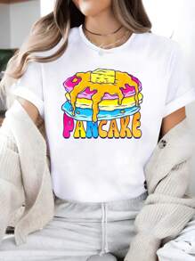 PanPride Shirt OmniPancakes LGBTQ Pan Pride T-Shirt, Printed  Casual Crew Neck T-Shirt For Women - Summer & Spring Short Sleeve, Breathable 100% Cotton Top
