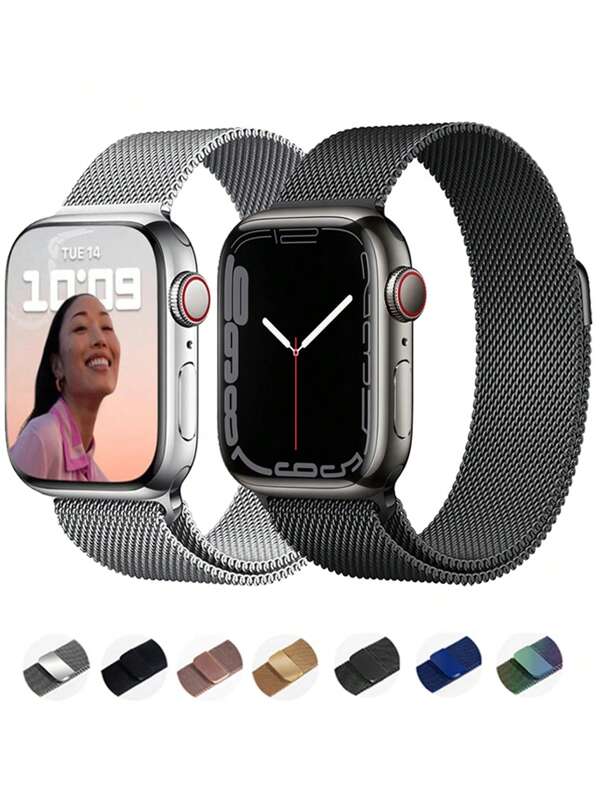 1pc Men Women Milanese Loop Strap Compatible With Apple Watch Band 45mm 44mm 40mm 49mm 46mm 41mm 38mm 42mm Fashion Magnetic Bracelet Apple Watch Series 10 Ultra 9 8 7 6 SE 5 4 3 2 1 Stainless Steel Wristband