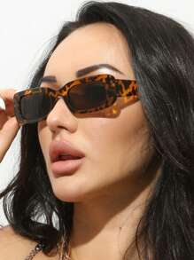 1 par de gafas de mujer de estilo minimalista y colegial, con diseño cuadrado estrecho, adecuadas para uso diario