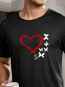 1 conjunto de pijama para hombres, que incluye 1 par de pantalones a cuadros en negro y blanco y 1 parte superior negra con estampado de "Amor y mariposa"