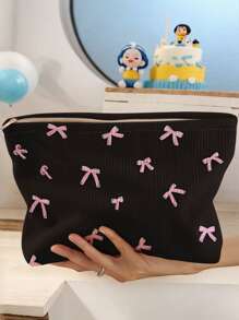 1pc Animal Park Design, Adorable Puppy & Bow Pattern Printed Travel Toiletry Bag, Multi-Functional For Beach, Swimming Pool, Swimwear, Travel Storage Bag, Makeup Bag, Cosmetics Bag, Holiday Organizer, Large Capacity Washbag, For Lipsticks, Brushes, Skincare, Phones, Coins, Small Items, Home, Gift, Holiday & Festival Use, Suitable For Teens, School Makeup Bag, Back To School, Cosmetics & Toiletries Storage, School Supplies, Storage Bag, Room Decor - Multicolor - View 8