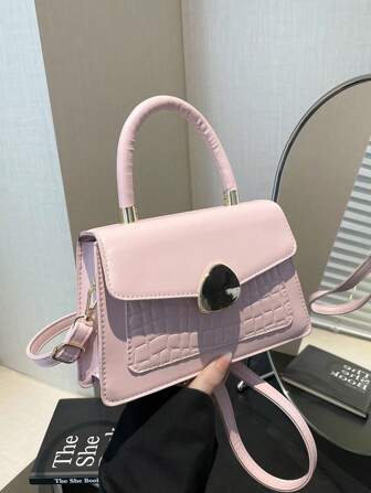 2025新款复古时尚韩版复古风休闲单肩/斜挎/托特小方包鳄鱼纹春季清新配色