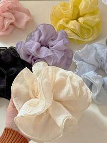 1 Peça Scrunchie Extra Grande Entrançado, Elástico de Cabelo Texturizado Floral de Camadas Múltiplas, Doce e Macio, Estilo Confortável do Início da Primavera, Acessórios de Cabelo, Tiras de Cabelo Scrunchies