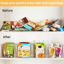 YIHONG 6 Pack Clear Pantry Organizer Bins, Plastic Containers With Handle For Kitchen,Freezer,Cabinet,Closet,Bathroom Under Sink Storage - 4 - 查看 3