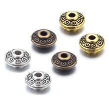 50pcs/Pack Retro Metallic Spacer Beads, 6.5mm Gold, Silver, Bronze Color, Elegant Handmade Jewelry Making DIY Supplies, Suitable For Bracelet, Necklace, Accessory, Pendant, Wholesale Beads