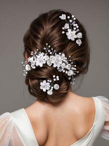 1 Set (2 Hair Sticks + 1 Hair Comb) Elegant & Charming Bridal Hair Accessories, Handmade Rhinestone Wedding Updo Hair Pins