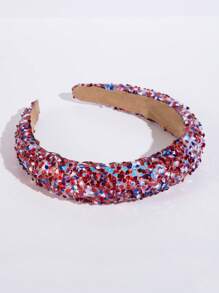 1 pieza Nuevo estilo de diadema con corona alta decorada con lentejuelas, accesorio de fiesta brillante y de moda