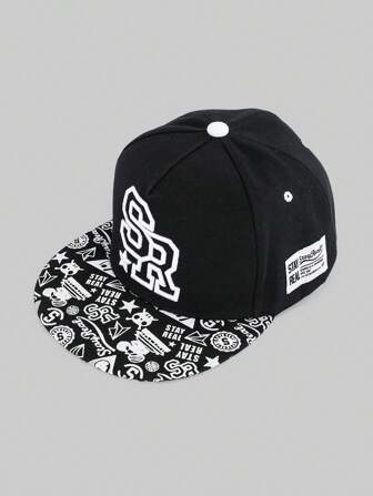 1 قطعة قبعة بيسبول كاجوال متعددة المواسم من البوليستر المطبوع والمطرز، بتصميم حرف و نجمة، للوقاية من الأشعة فوق البنفسجية والرياح، مناسبة للجنسين، هيب هوب