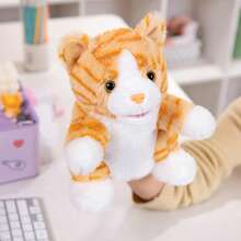 Juguete de peluche suave y lavable de 25 cm/9.84 pulgadas con forma de animales de la jungla, títere de mano para el juego de roles de niños con león, canguro, elefante, jirafa, cerdo, mono, con boca abierta como accesorios de actuación, muñeco de peluche que ofrece a los niños un gran títere de dedo