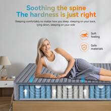 Novelty Style 10 Inch 12 Inch Highly Breathable Spring-Infused Memory Gel Foam Full Hybrid Durable Bed Mattress Compressed In A Box, CertiPUR-US Certified 3 Year Warranty - 灰色 - 查看 8