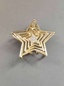 1 Pc Women Fashionable Minimalistic Metal Rhinestone Five-Pointed Star Hair Clip, Suitable For Everyday Use - Multicolor - View 6