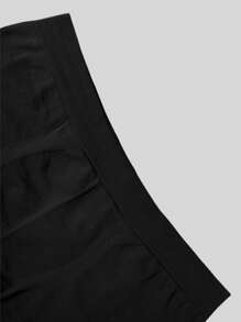 5pcs Plus Size Women Minimalist Solid Color Seamless Stretch Briefs, Comfortable Breathable Boxer Shorts - Black - View 4