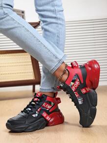 Women's Casual Comfort High-Top Sneakers, Outdoor Running Thick Sole Basketball Shoes