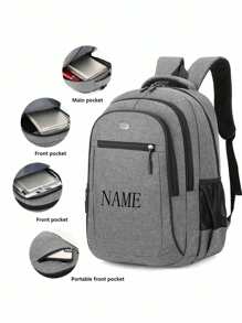 1Pc Customized Large Capacity Backpack For Autumn And Winter, Men's And Women's Student Computer Bag, Multi Pocket Waterproof And Wear-Resistant Commuting Backpack, Valentine's Day Gift,Back To School, For Business Casual Office Travel Student Men - Multicolor - View 4