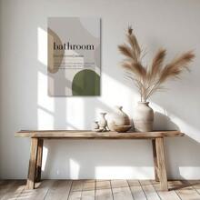 1pc Framed Canvas Poster Olive Green Bathroom Wall Art Canvas Paintings Ideal Gift For Bedroom Living Room Corridor Wall Art Wall Decor Room Decoration Ready To Hang - 綠色 - 查看 4