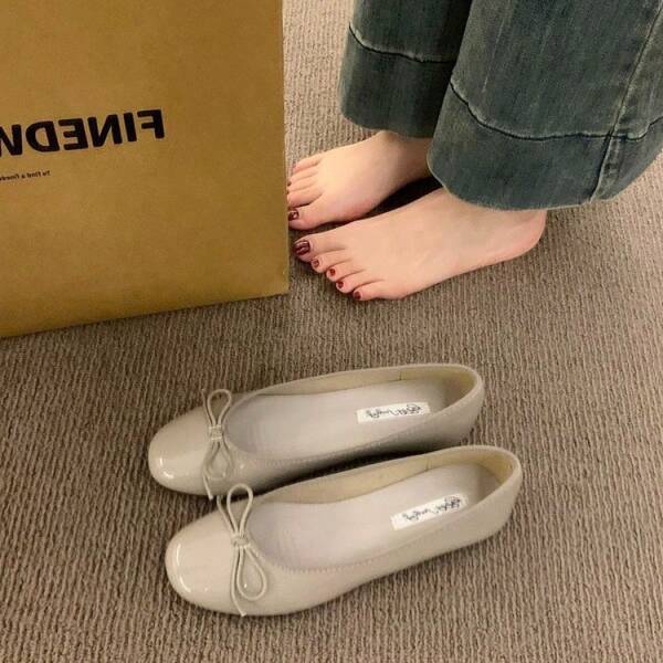Neue Ballerinas für Frühjahr und Sommer, koreanische Version von Bowknot-Zehenschuhen, die Ihre Füße nicht ermüden, bequeme Schuhe mit weicher Sohle