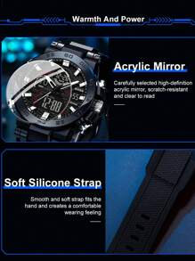 BIDEN 1块多功能圆形数字运动手表，适合日常佩戴，是馈赠佳品。