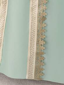 Đầm công chúa thanh lịch cổ chữ V, chất liệu co giãn, đính ruy băng kim loại cho bé gái, thích hợp cho tiệc gia đình, lễ hội, tiệc tùng. Không bao gồm băng đô cài tóc. - màu xanh lá - Xem 8